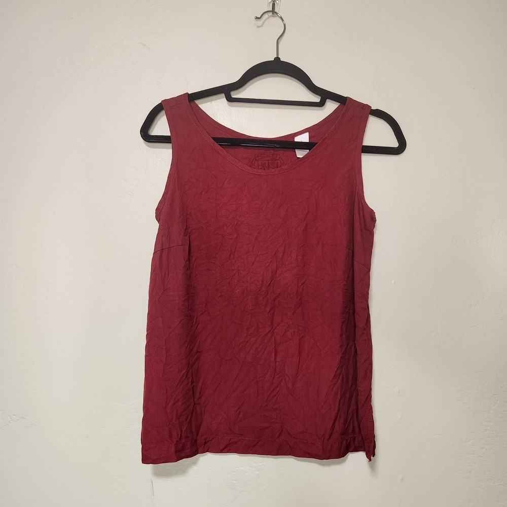 Pussers Womens Tank Top Red Scoop Neck Side Slit 100% Silk Blouse Size‎ Small